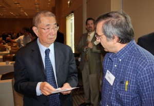 Professor Samuel Ting answers questions while attending the 2014 International Space station Research and Development Conference in Chicago, where he was a keynote speaker on the topic of the Alpha Magnetic Spectrometer. (NASA/Bill Hubscher)