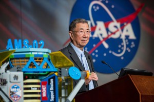 Nobel Laureate Samuel Ting, principal investigator for the Alpha Magnetic Spectrometer, speaks about the first published results of AMS-02 during a 2013 press conference at NASA’s Johnson Space Center in Houston. (NASA/James Blair)