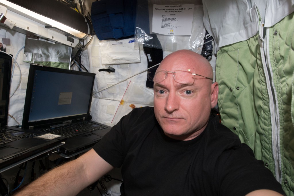 An image of NASA astronaut Scott Kelly after arriving aboard the ISS to begin his year-long stay in space. (NASA)