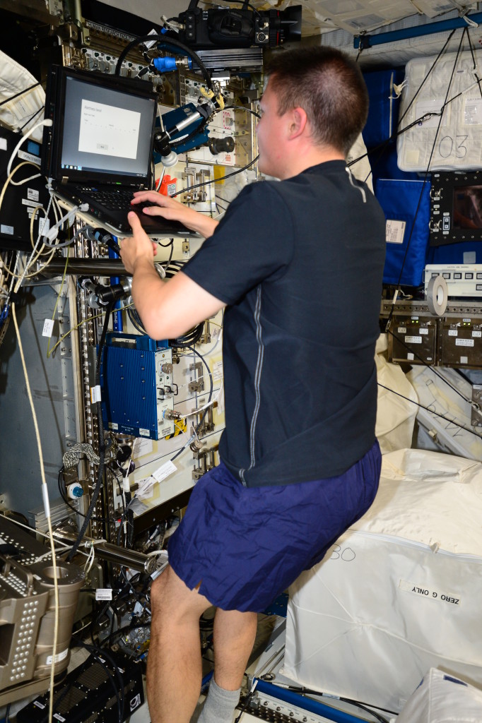 NASA astronaut Kjell Lindgren works through 10 cognitive tests developed to test how spaceflight affects mental abilities. Credits: NASA