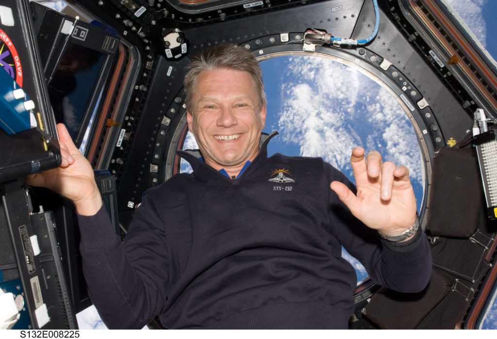 NASA astronaut Piers Sellers is seen in the Cupola aboard the International Space Station during STS-132’s mission to the orbiting laboratory. Credits: NASA 