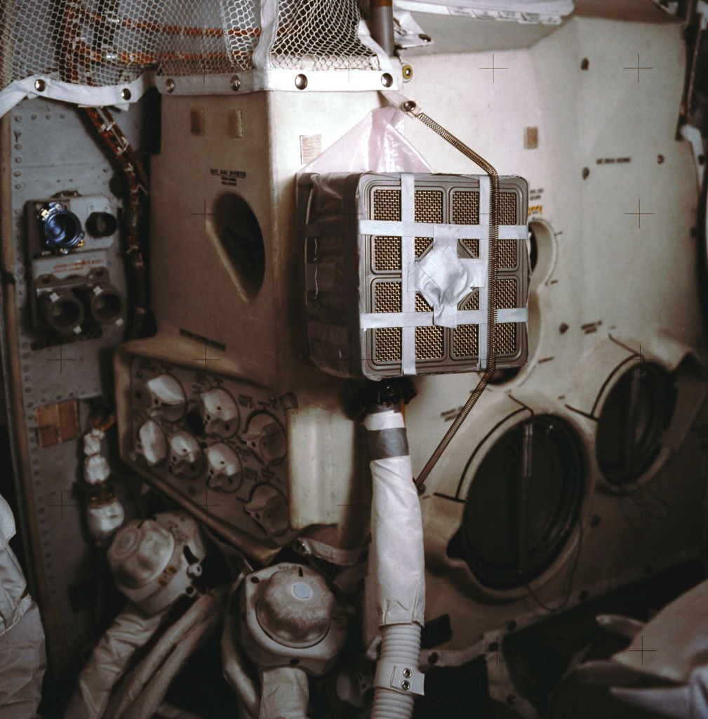 The real-life carbon-dioxide scrubber assembly from Apollo 13