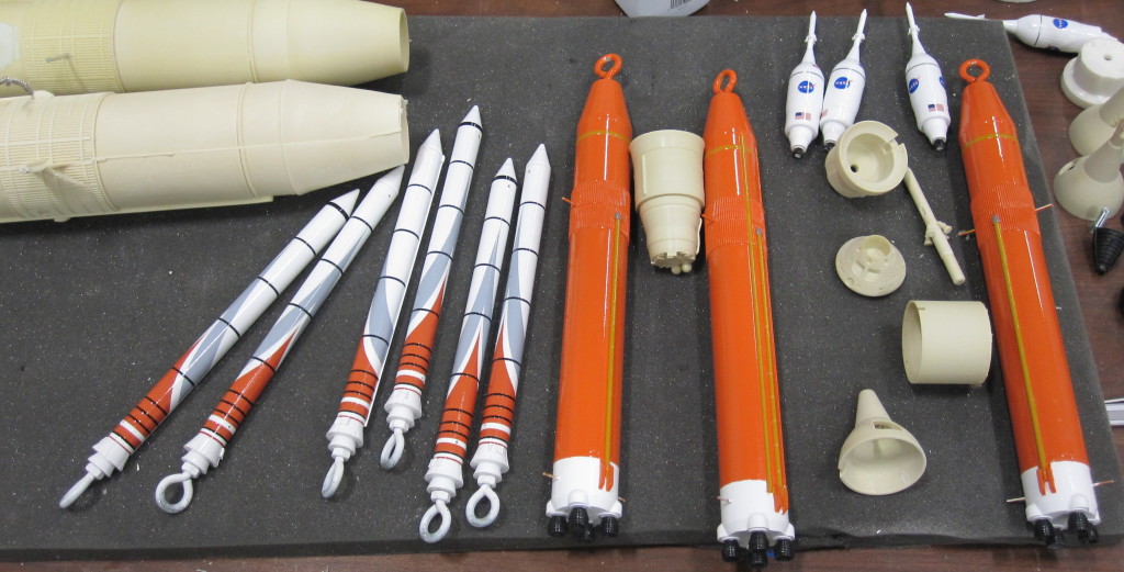 Parts of SLS models during assembly 