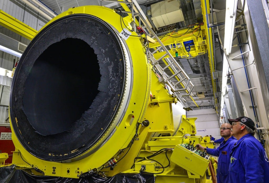 : Interior of booster case after firing