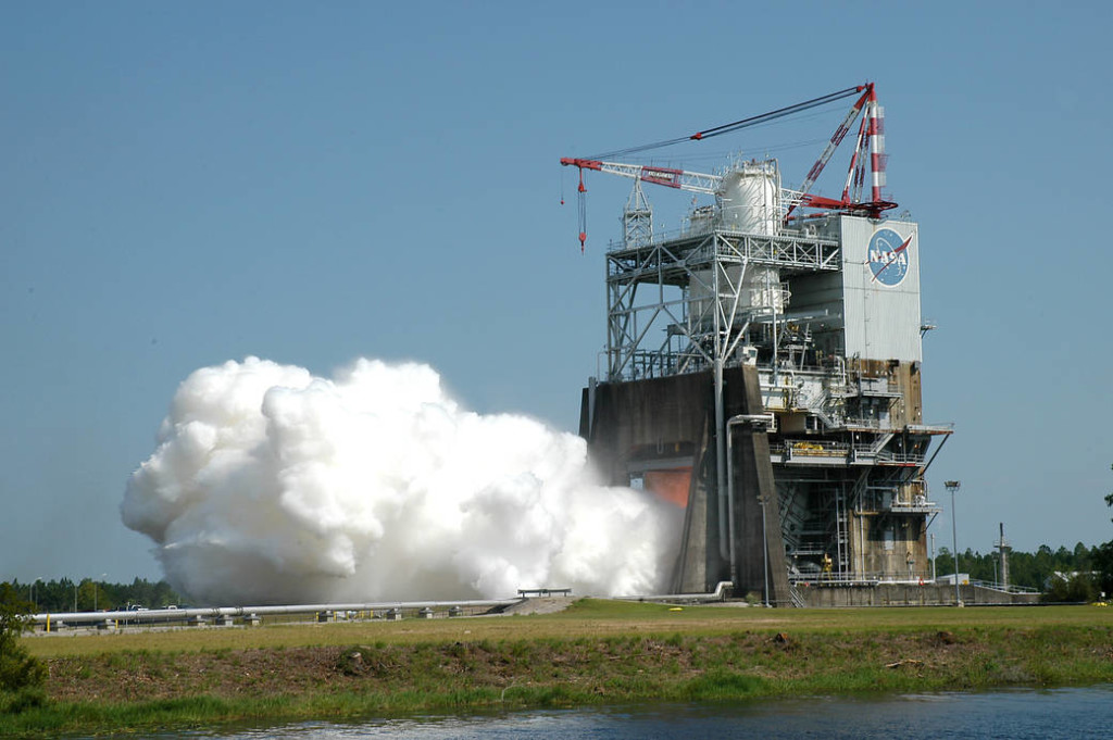 RS-25 engine during testing