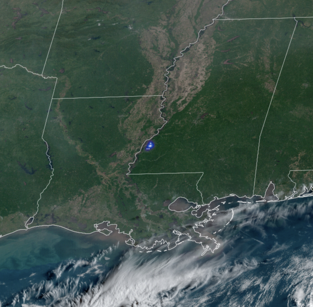 GLM image from the GOES 16 satellite.