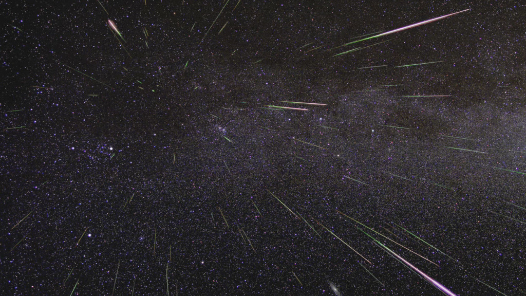 An outburst of Perseid meteors lights up the sky in August 2009 in this time-lapse image. Stargazers expect a similar outburst during next week’s Perseid meteor shower, which will be visible overnight on Aug. 11 and 12. Credits: NASA/JPL