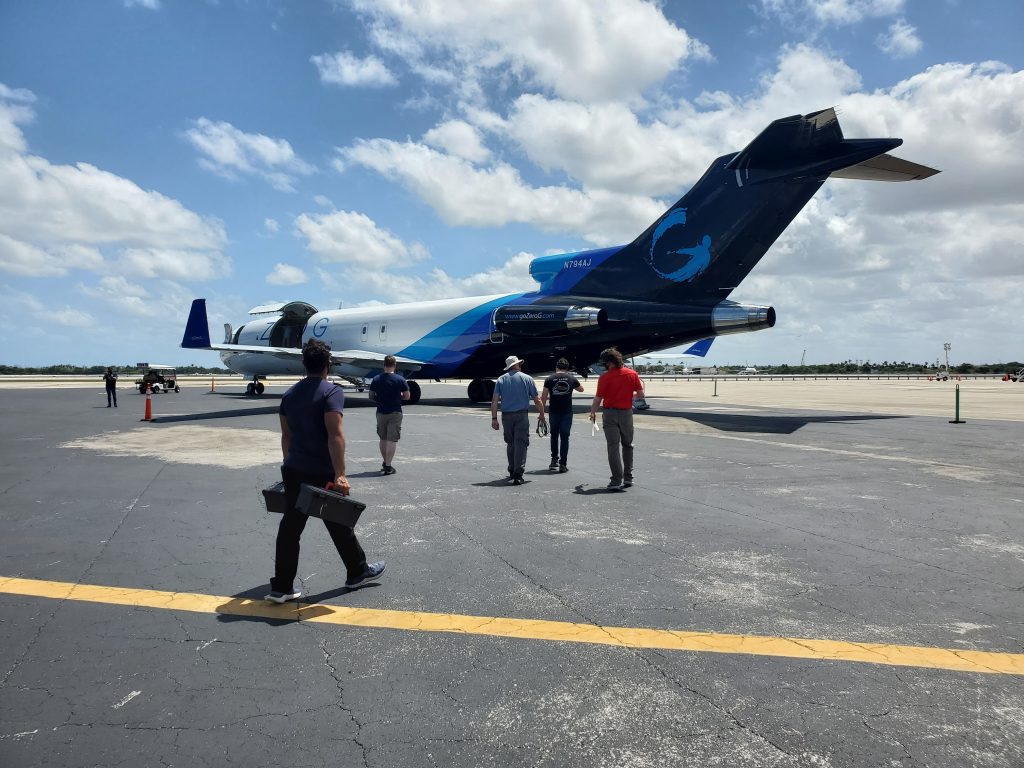 The Ring-Sheared Drop team boards G Force One