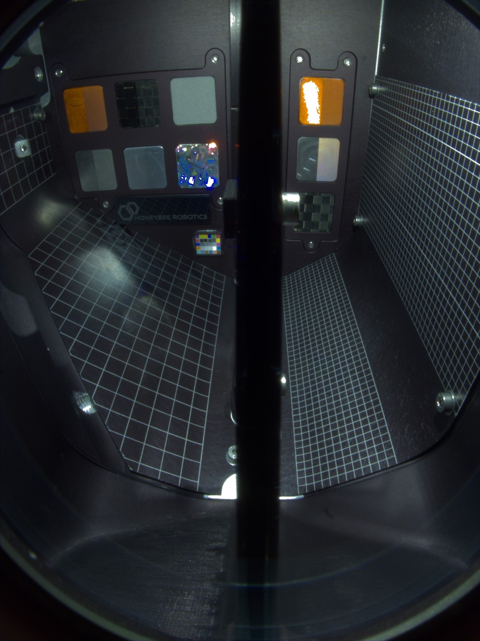 Interior image of the empty sample container in advance of surface operations captured by the LunarPlanet Vac payload, developed by Honeybee Robotics, a Blue Origin company, attached to the underside of Firefly’s Blue Ghost lander. 