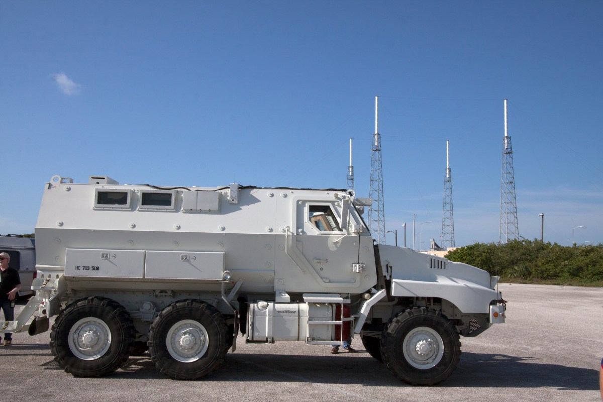 MRAP Rolls Through Pad Evacuation Runs