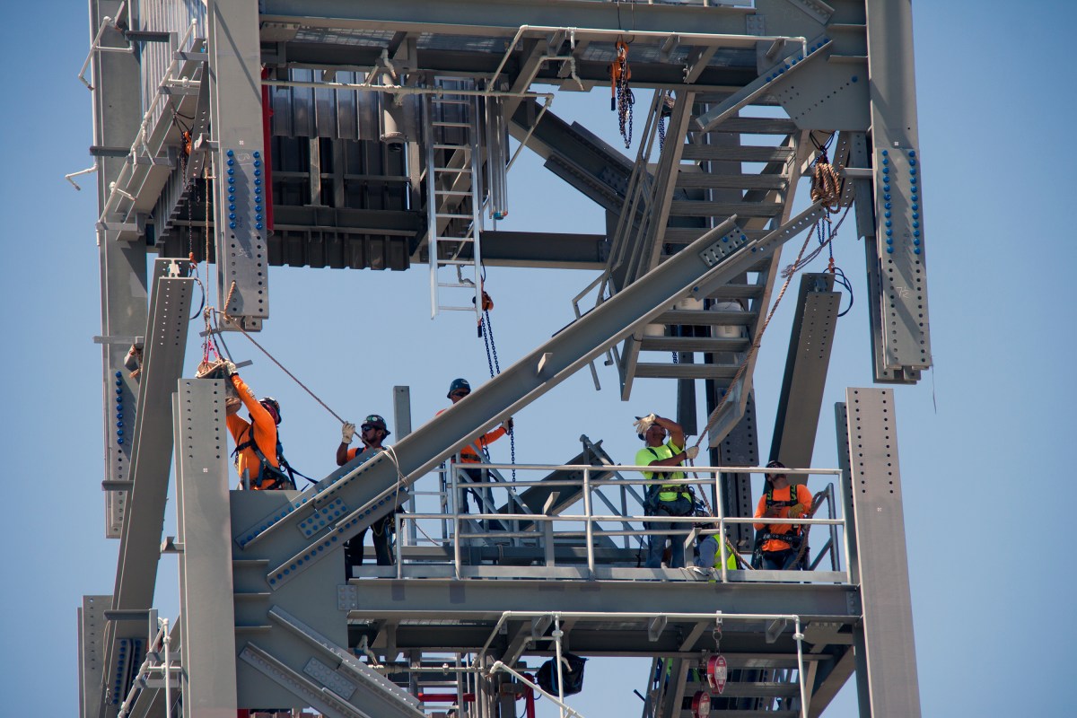 Crew Access Tower Stacking Passes Midway Point