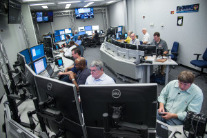 Commerical Crew Program astronauts Bob Behnken and Eric Boe perfoming and on-console simulation of Boeing's CST-100 Starliner at Johnson Space Center (JSC)