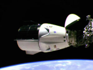 The SpaceX Crew Dragon is docked to the station’s international docking adapter which is attached to the forward end of the Harmony module.