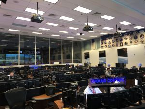 Controllers inside the flight control room supporting Starliner missions inside the Mission Control Center at Johnson Space Center, Houston.