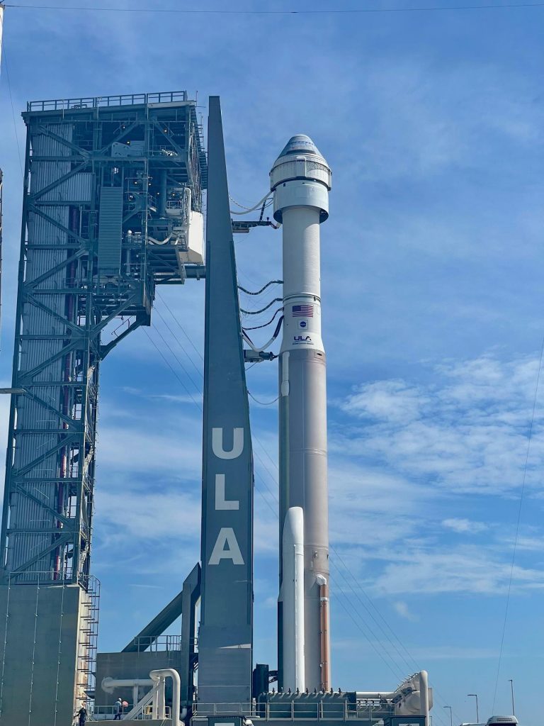 Atlas V and Starliner rocket at pad