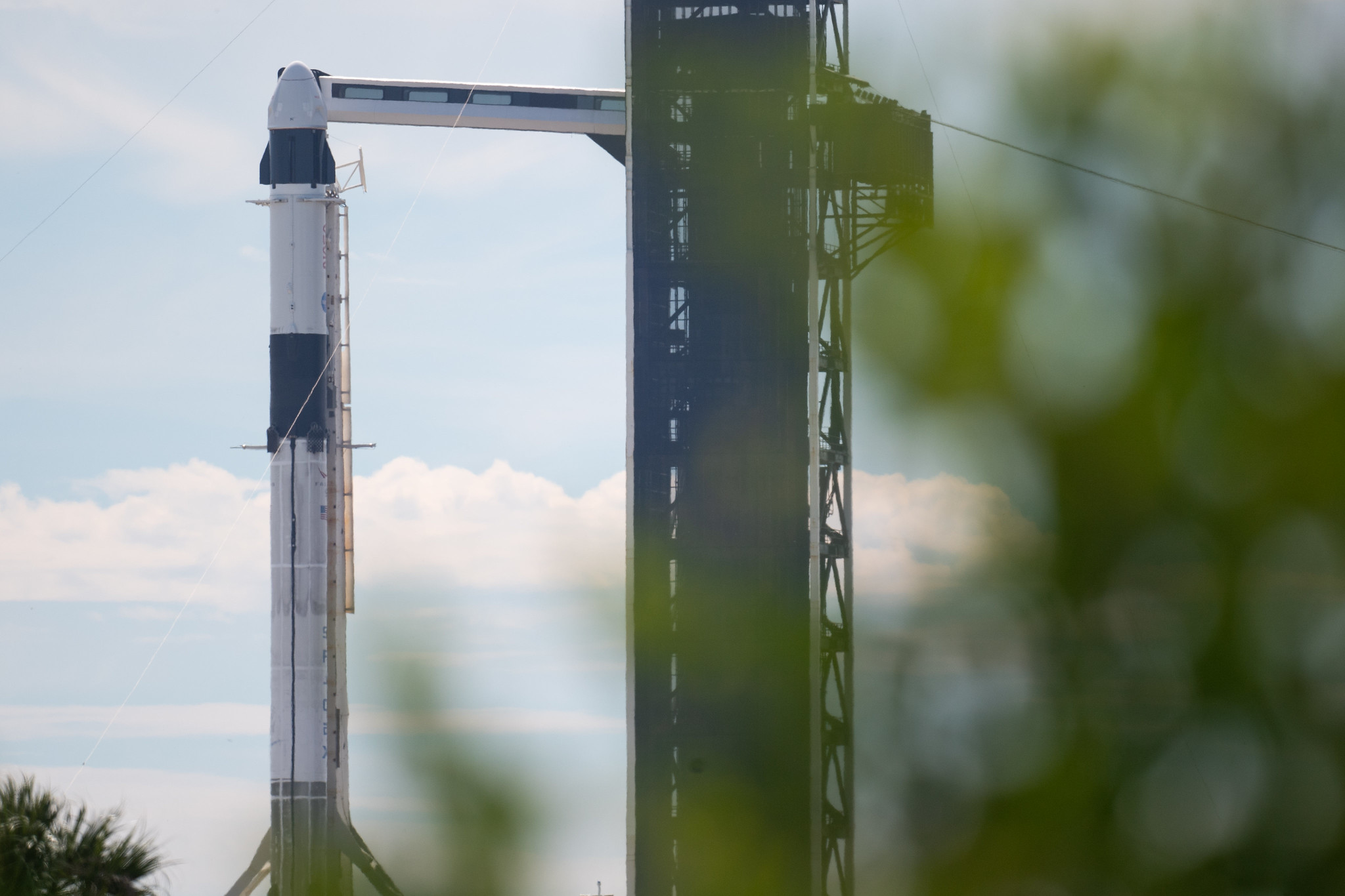 A SpaceX Falcon 9 rocket stands at Launch Complex 39A in Florida ahead of the Crew-3 launch.