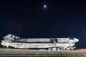 The SpaceX Falcon 9 rocket with Crew Dragon rolls out to Launch Complex 39A at Kennedy Space Center in Florida for the Crew-3 launch.