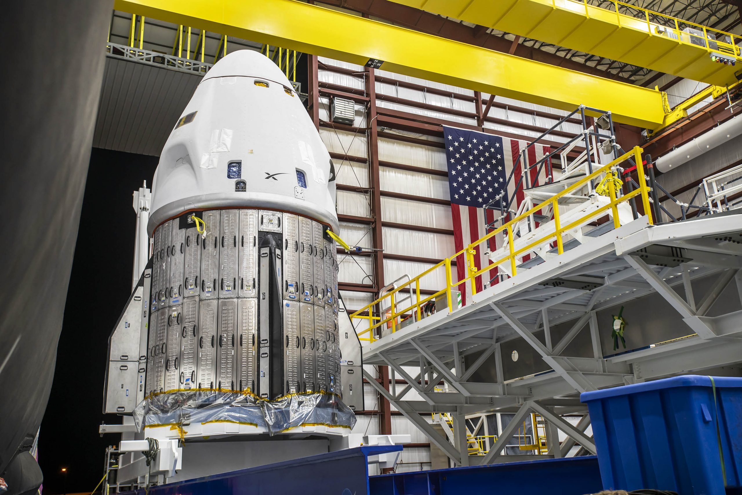 SpaceX's Crew Dragon spacecraft arrives at the hangar at Launch Complex 39A on Oct. 24, 2021.