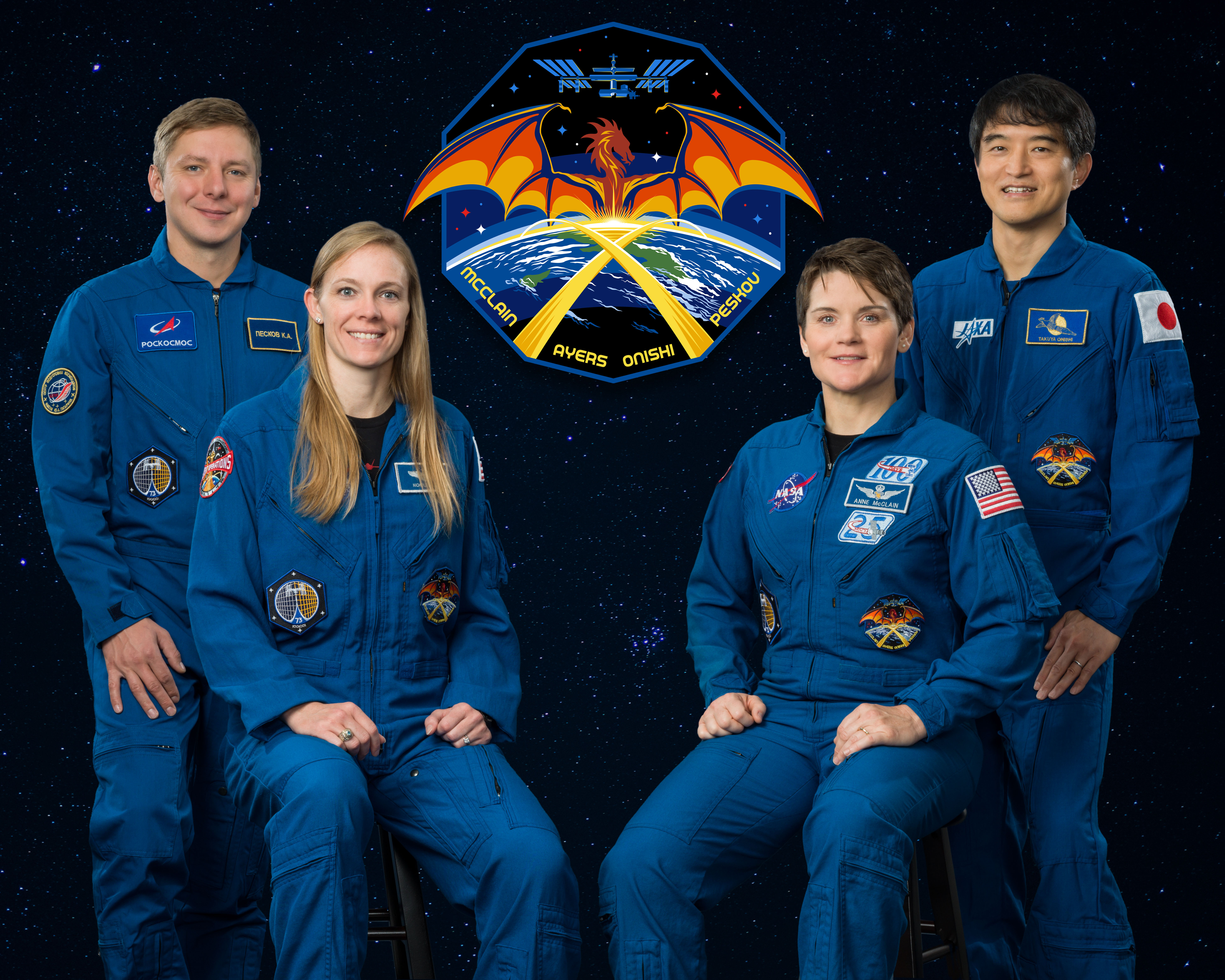 Photo shows two men and two men as part of the NASA's SpaceX Crew-10