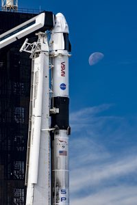 The SpaceX Falcon 9 rocket is vertical with the Crew Dragon atop for the Crew-3 mission at Launch Pad 39A at Kennedy.