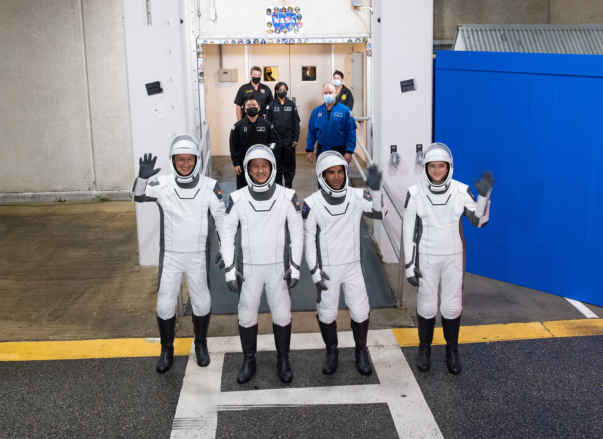 NASA's SpaceX Crew-3 astronauts participate in a dress rehearsal at Kennedy ahead of the Crew-3 launch.