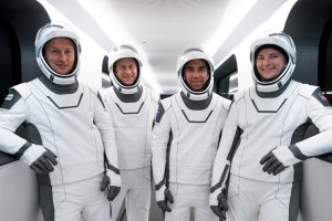 NASA's SpaceX Crew-3 astronauts participate in a dry dress rehearsal on Oct. 28, 2021, in preparation for launch.