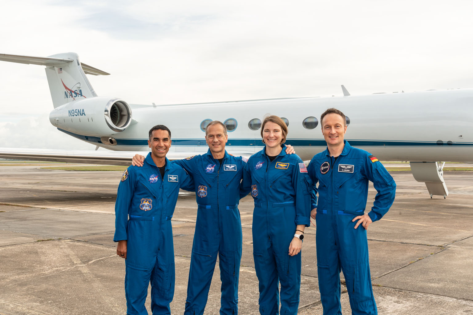 Crew-3 astronauts prepare to board the Gulfstream jet that will bring them to Kennedy Space Center.