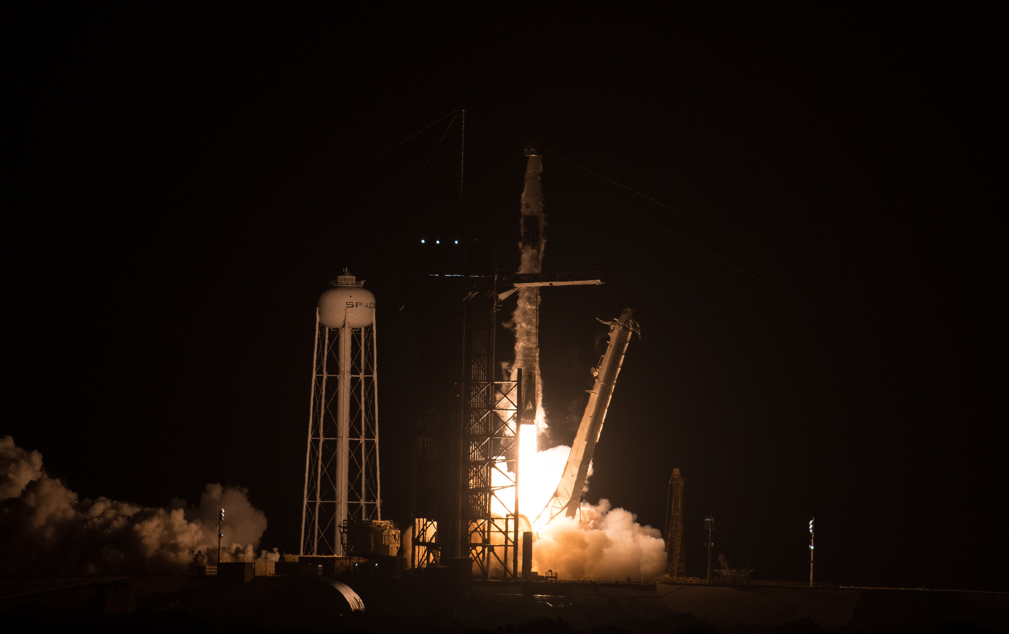 A SpaceX Falcon 9 rocket carrying the company's Crew Dragon spacecraft is launched on NASA’s SpaceX Crew-4 mission to the International Space Station with NASA astronauts Kjell Lindgren, Robert Hines, Jessica Watkins, and ESA (European Space Agency) astronaut Samantha Cristoforetti onboard, Wednesday, April 27, 2022, at NASA’s Kennedy Space Center in Florida. NASA’s SpaceX Crew-4 mission is the fourth crew rotation mission of the SpaceX Crew Dragon spacecraft and Falcon 9 rocket to the International Space Station as part of the agency’s Commercial Crew Program. Lindgren, Hines, Watkins, and Cristoforetti launched at 3:52 a.m. ET from Launch Complex 39A at the Kennedy Space Center to begin a six month mission onboard the orbital outpost.