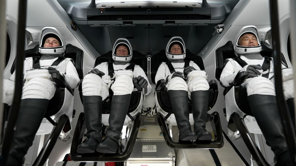 NASA's SpaceX Crew-5 crew members inside the Dragon spacecraft Endurance