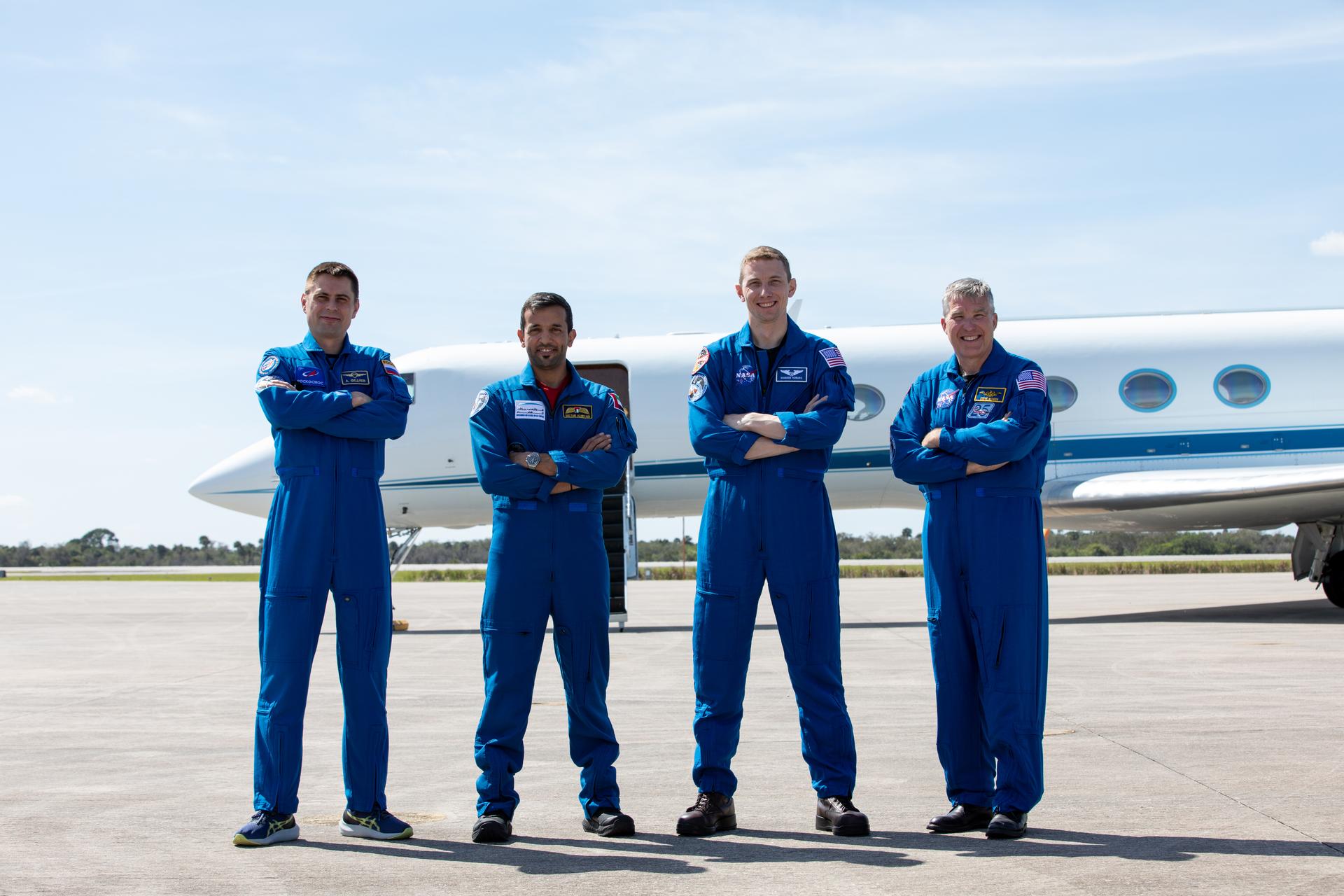 NASA's SpaceX Crew-6 crew members arrive at Kennedy Space Center