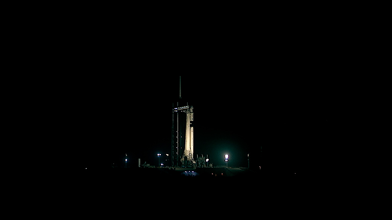 NASA's SpaceX Crew-6 rocket and spacecraft on the launch pad at Kennedy Space Center