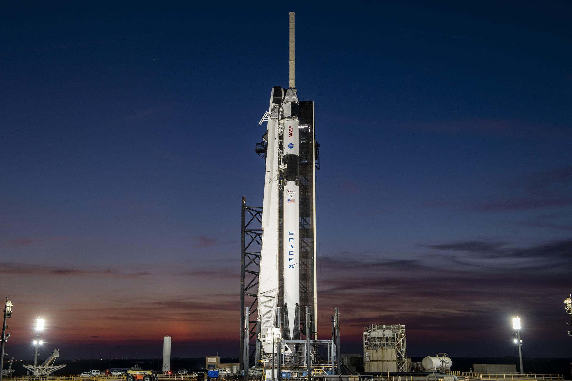 NASA's SpaceX Crew-6 rocket and spacecraft at Kennedy Space Center