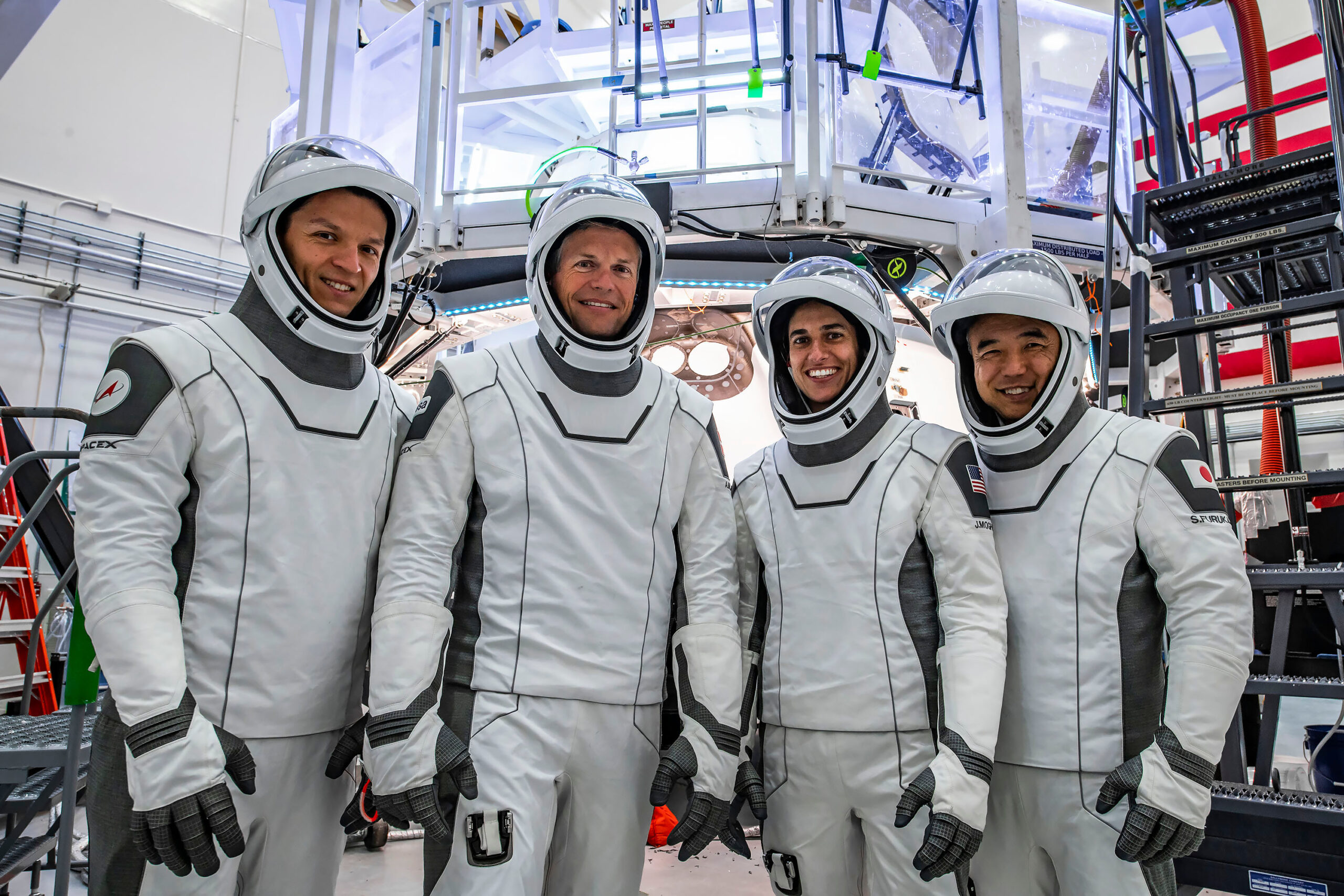 NASA's SpaceX Crew-7 crew members in their spacesuits