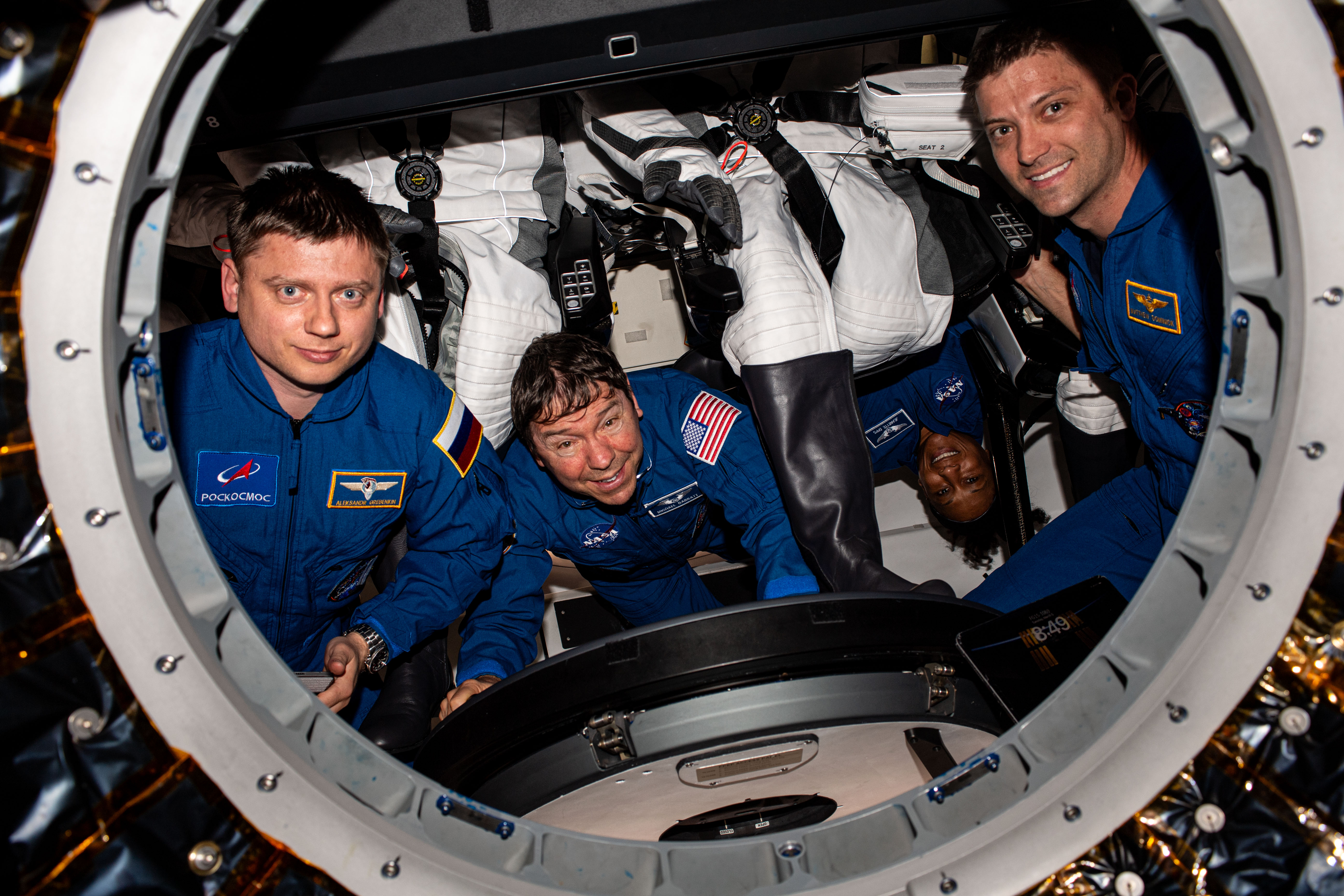 Members of NASA's SpaceX Crew-8 crew members at International Space Station