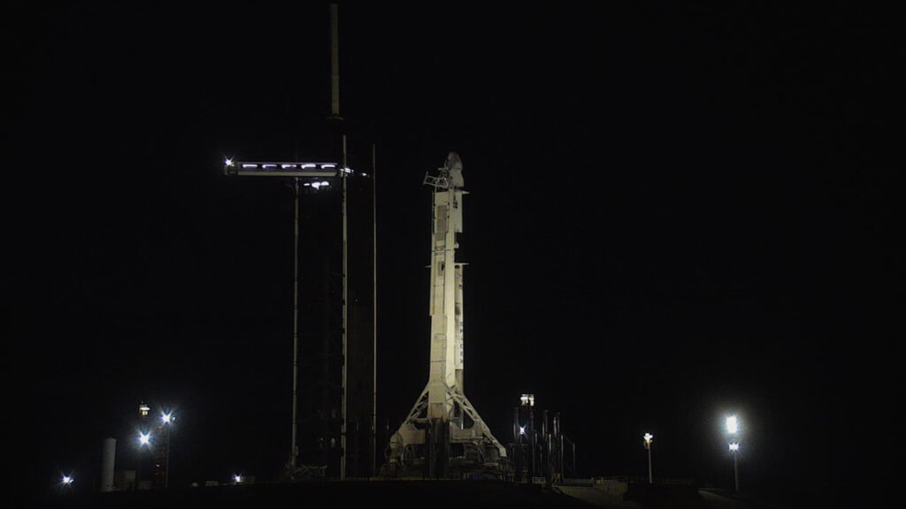 Falcon 9 Rocket Dragon Spacecraft Stand Ready For Tonights Launch