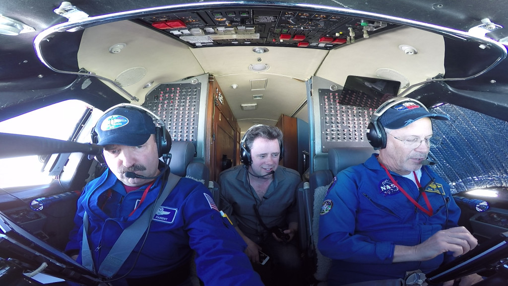 Scientist and pilots aboard NASA’s Gulfstream-III aircraft.