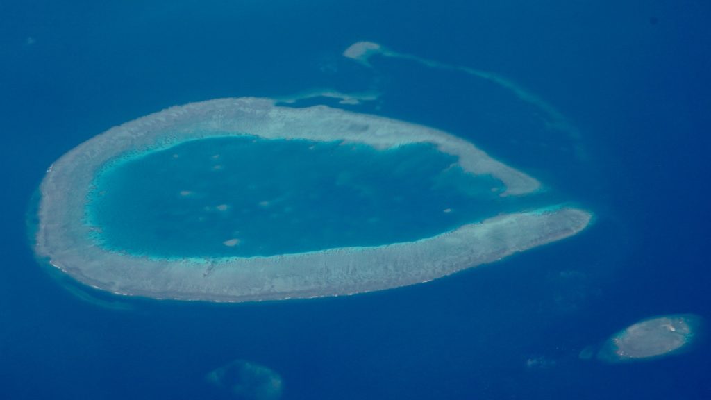 Coral reef as seen from the sky.