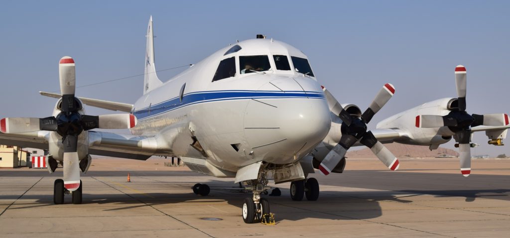 NASA’s P-3 research aircraft, ready to fly from Walvis Bay, Namibia. Credit: NASA/Jane Peterson