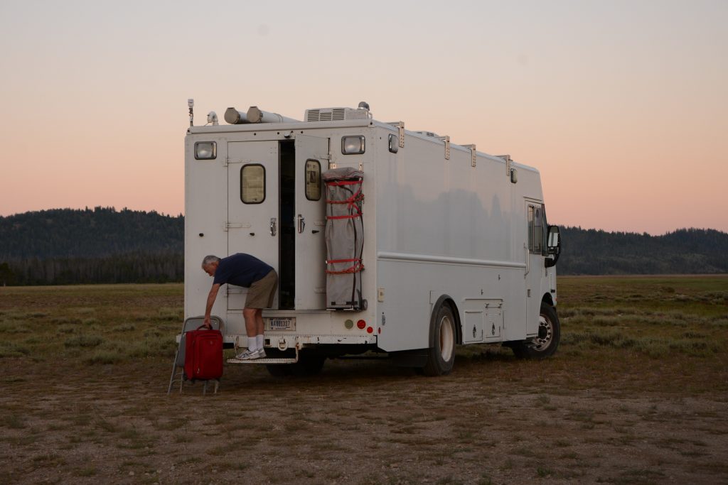 Bruce Anderson and the NASA Langley Mobile Lab in a valley near Stanley, Idaho. July 24, 2019. 