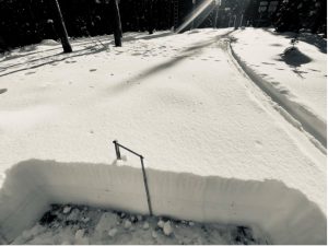 A shallow early-season snowpack at Banner Summit, Idaho in December 2020 with several layers of melting and freezing visibly preserved. Credit: G. Antonioli