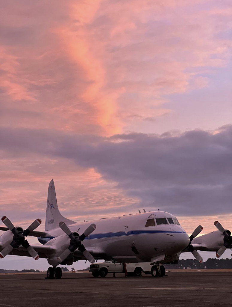 The P-3 aircraft on the tarmac at NASA Wallops.