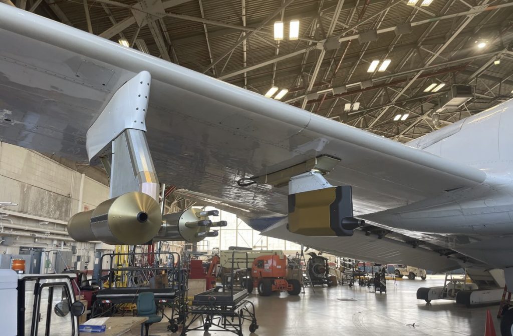 Probes hanging off the wing of the plane.