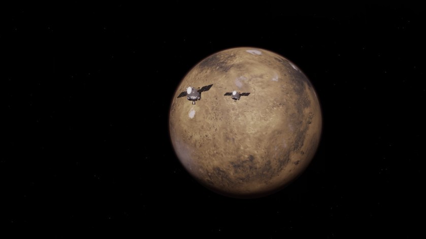 Two spacecraft approach Mars