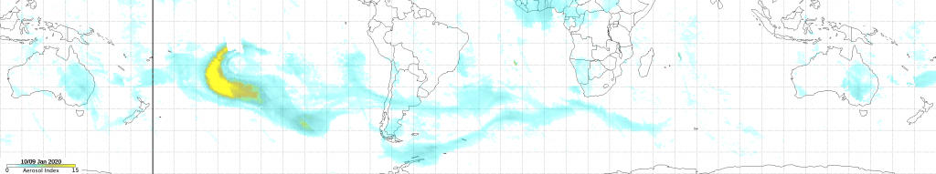 Suomi NPP Image of aerosols coming from the Australian fires.