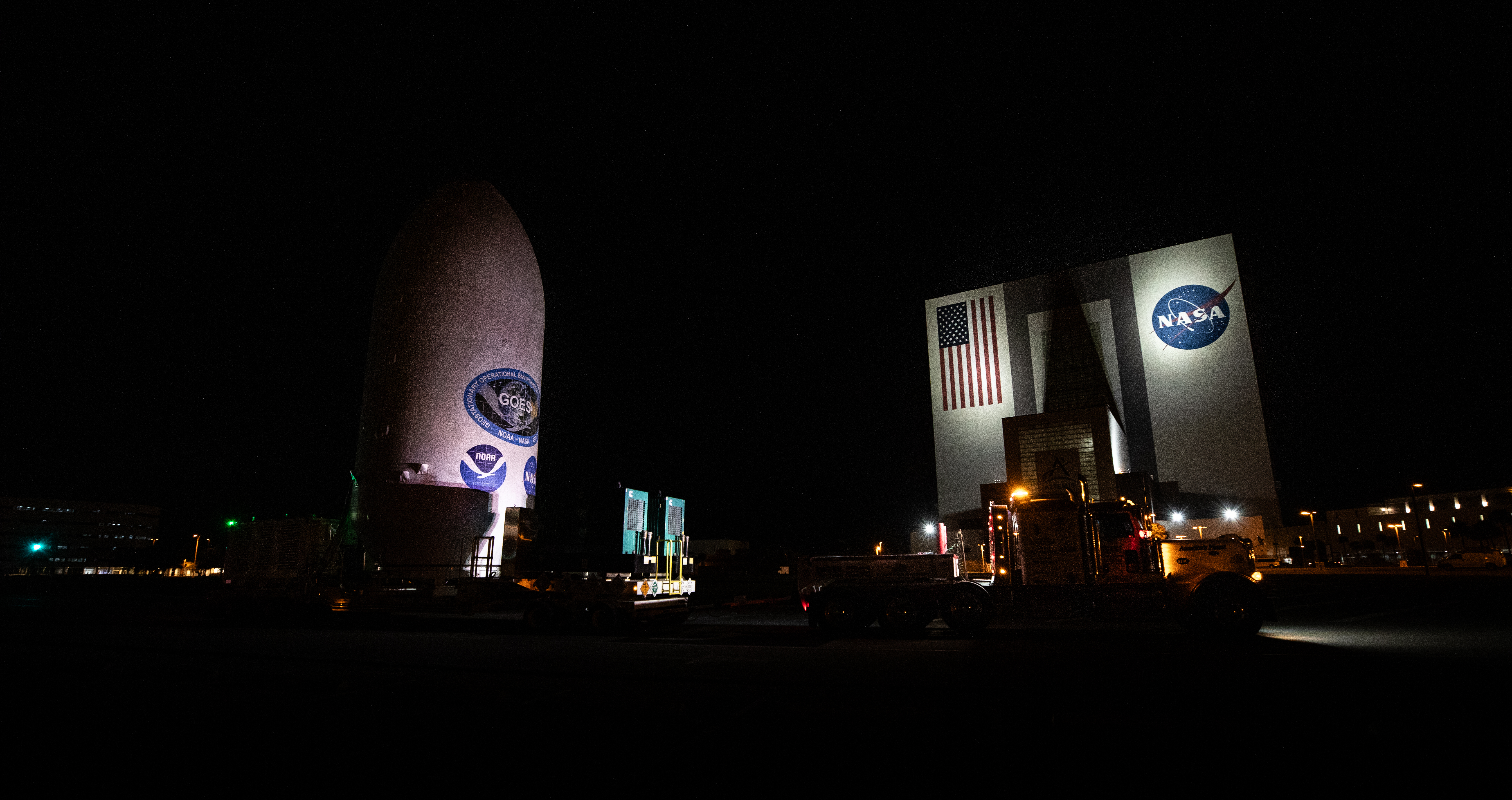 Crews transport NOAA’s (National Oceanic and Atmospheric Administration) Geostationary Operational Environmental Satellite (GOES-U) from the Astrotech Space Operations facility to the SpaceX hangar at Launch Complex 39A at NASA’s Kennedy Space Center in Florida beginning on Friday, June 14, 2024, with the operation finishing early Saturday, June 15, 2024. The fourth and final weather-observing and environmental monitoring satellite in NOAA’s GOES-R Series will assist meteorologists in providing advanced weather forecasting and warning capabilities. The two-hour window for liftoff opens 5:16 p.m. EDT Tuesday, June 25, aboard a SpaceX Falcon Heavy rocket from Launch Complex 39A at NASA’s Kennedy Space Center in Florida. 