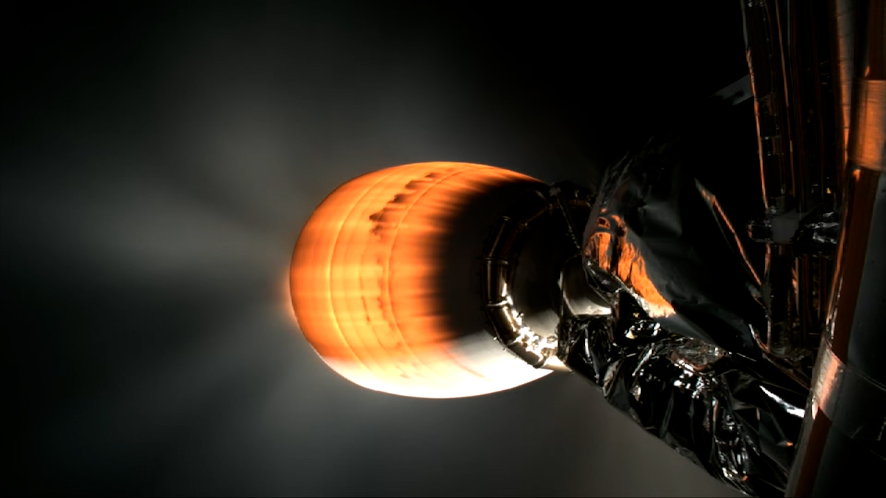 The second stage of SpaceX’s Falcon Heavy completes its final burn ahead of deployment of NOAA’s GOES-U mission on Tuesday, June 25, 2024. 