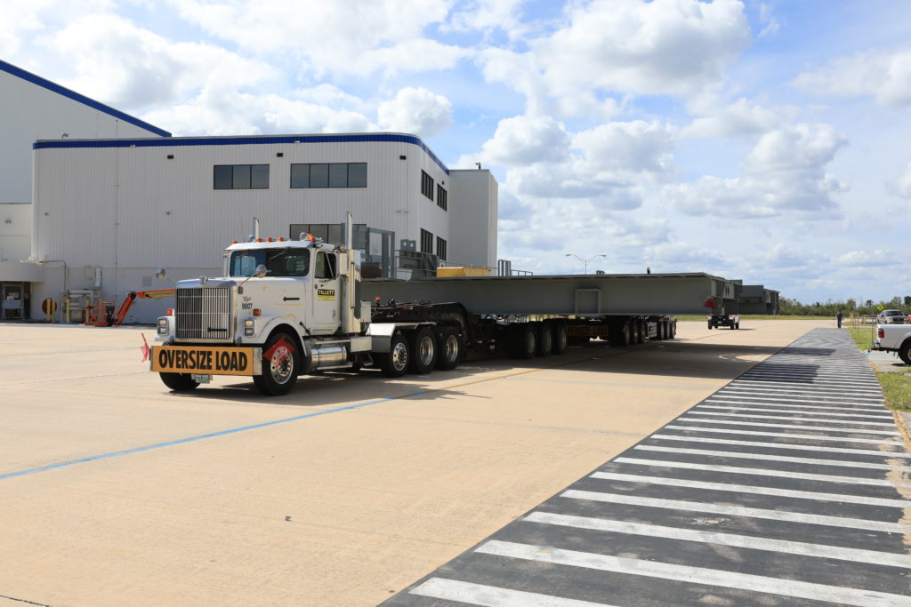 Second half of platform B arrives at Kennedy Space Center in Florida.