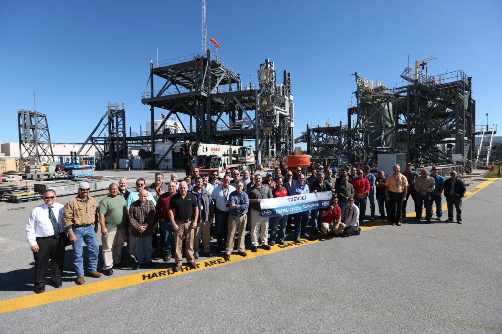 Testing is complete on the Core Stage Forward Skirt Umbilical at Kennedy Space Center.