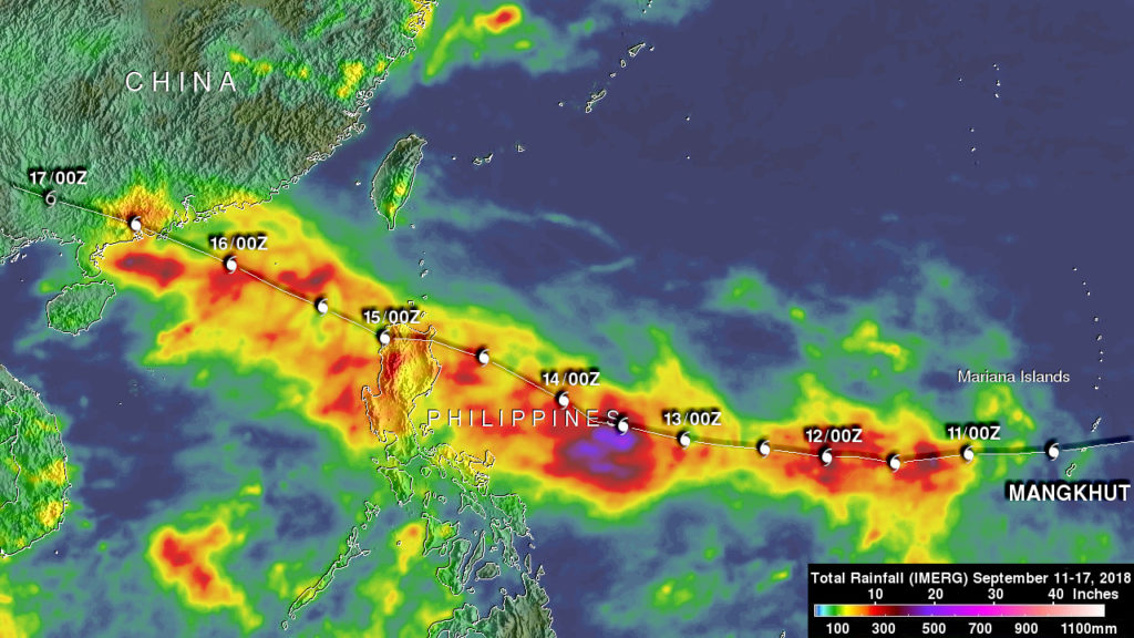 GPM image of Mangkhut's rainfall totals