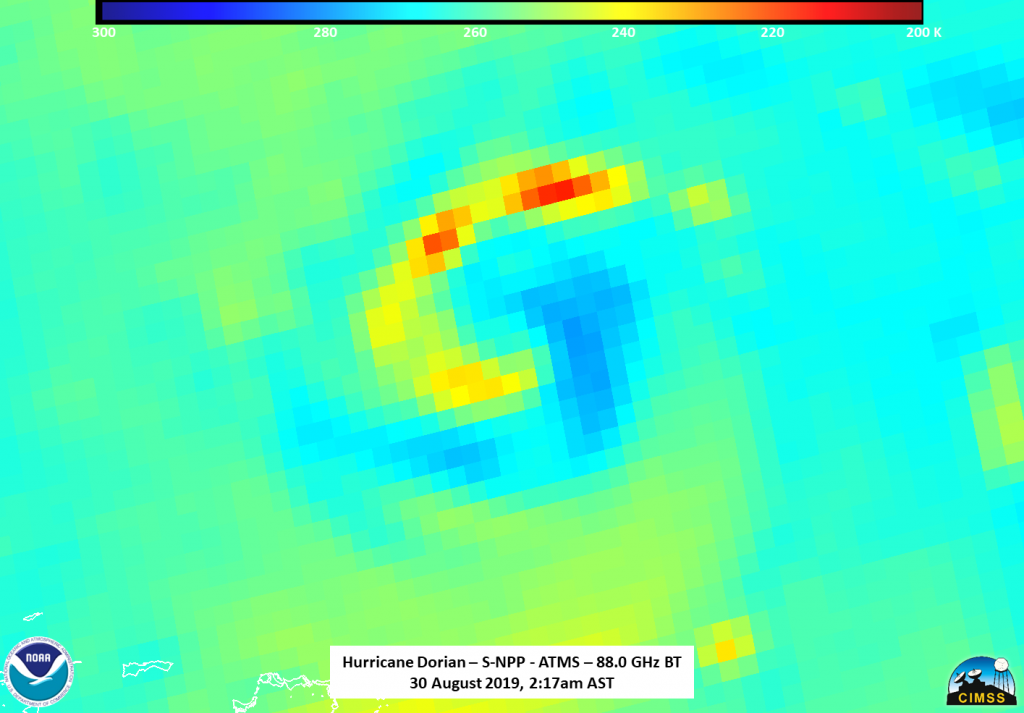 Suomi NPP ATMS instrument shows the circulation of Dorian.